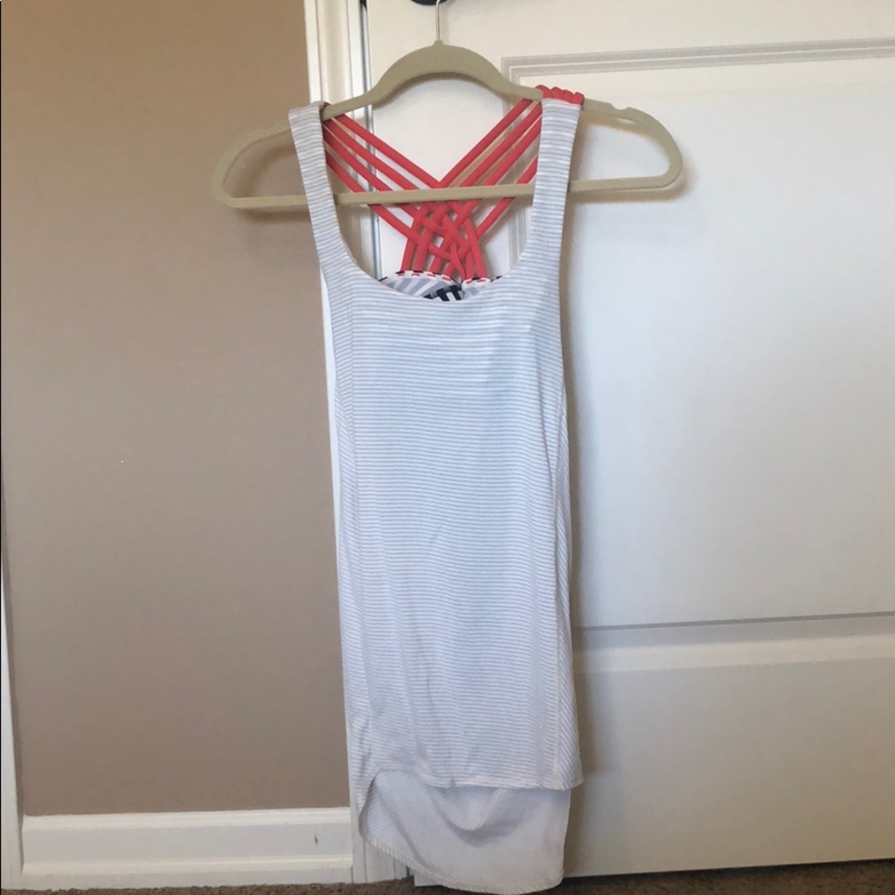 Lululemon White Striped Tank
